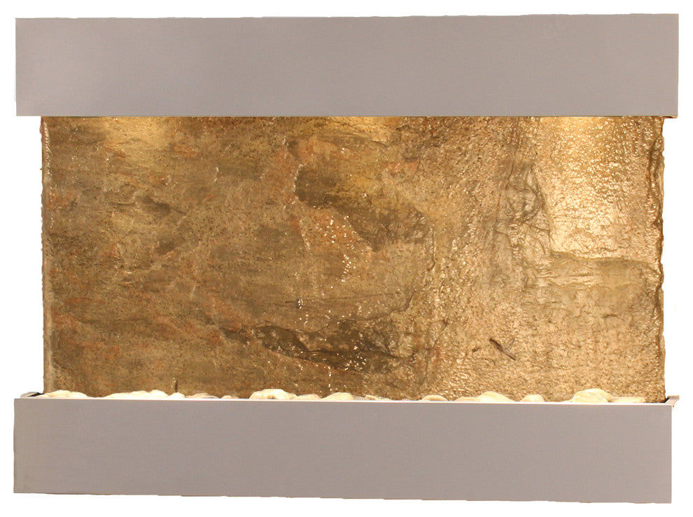 Reflection Creek Water Feature by Adagio, Natural Green Slate, Silver Metallic