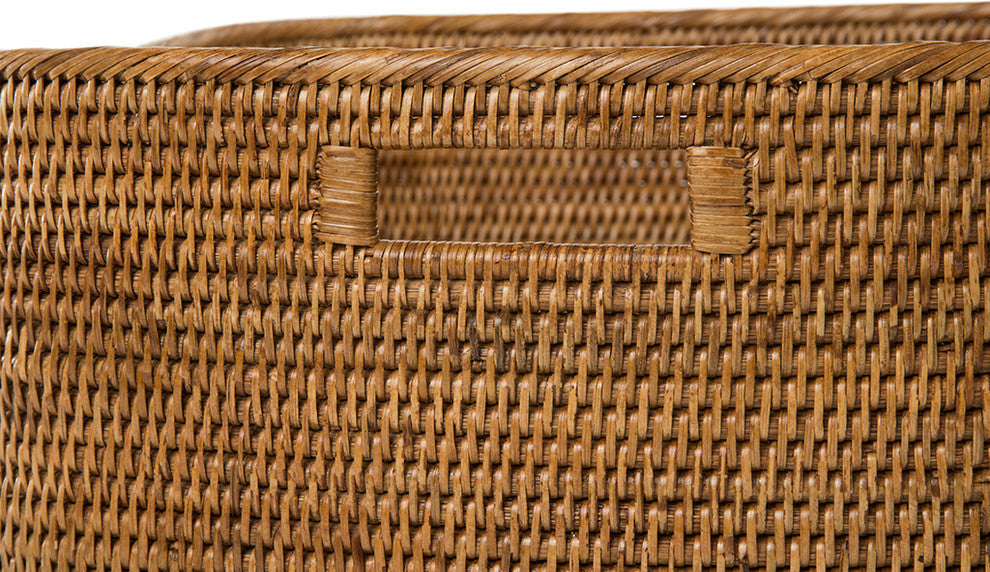 La Jolla Rattan Oblong Storage Basket, Large, Honey-Brown