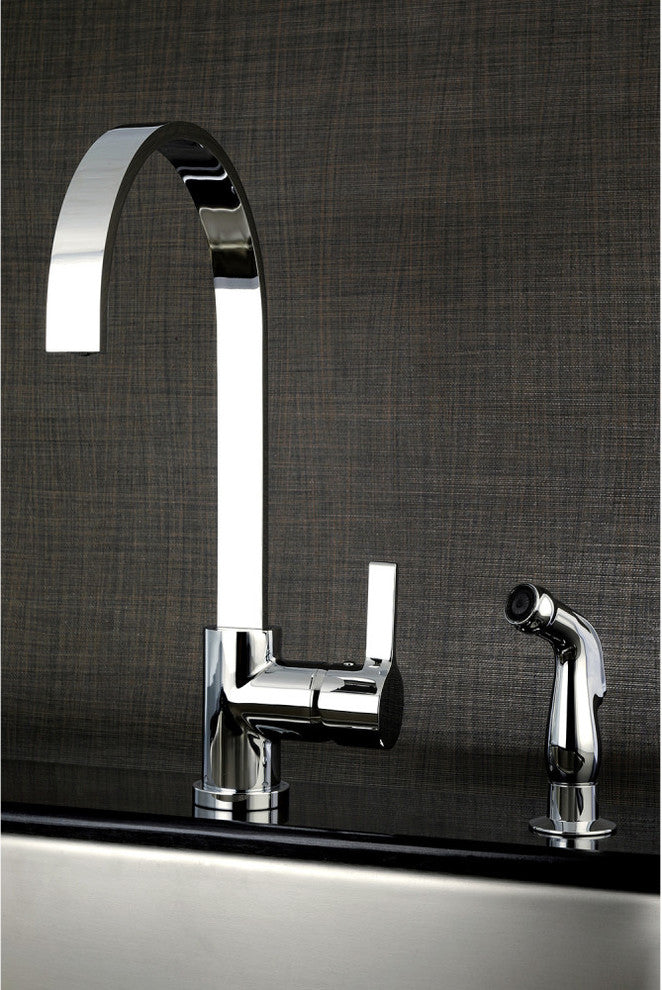 Gourmetier Single-Handle Kitchen Faucet With Side Sprayer, Polished Chrome