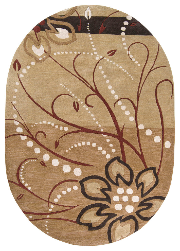 Surya Athena ATH-5006 Transitional Area Rug, Camel, 8' x 10' Oval