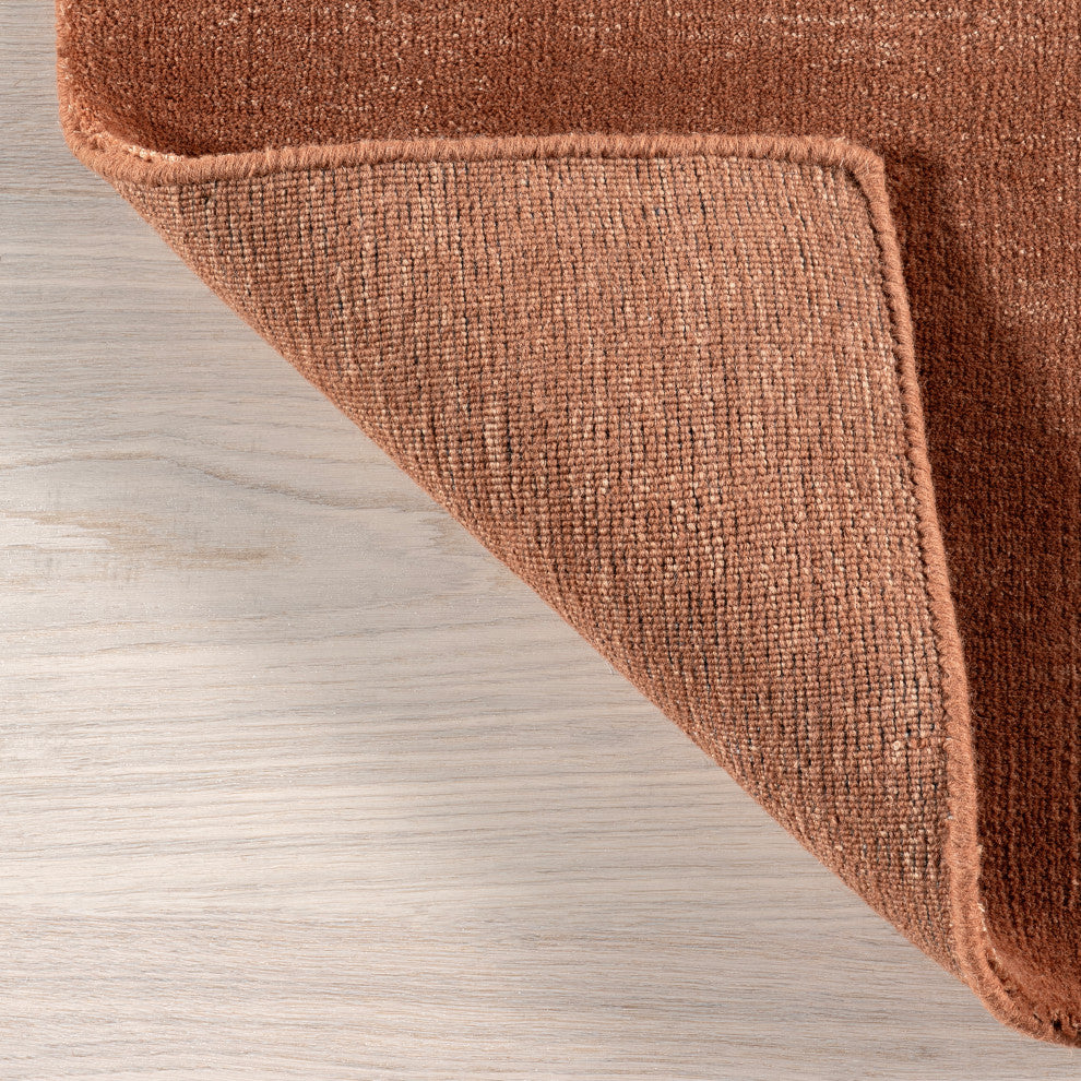 Arrel Speckled Wool-Blend Area Rug, Brick 2' 6" x 10'