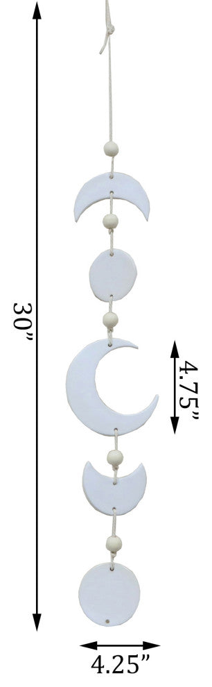 28" Beaded Ceramic Moon Phased Wind Charm