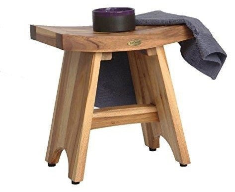 EcoDecors EarthyTeak Serenity Style Shower Bench, 18", Without Shelf