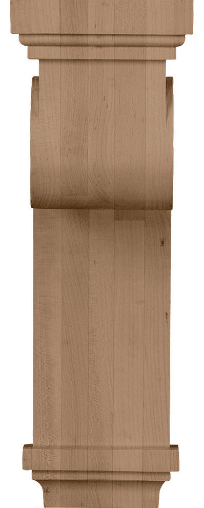 5 1/2"W x 8 1/4"D x 16"H Scroll Corbel, Red Oak