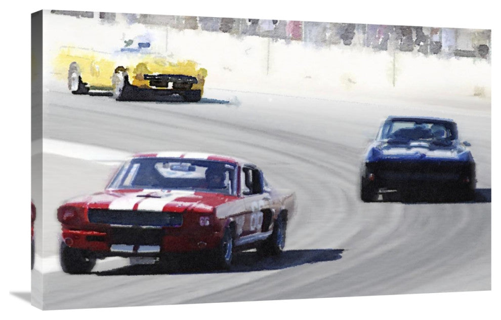 "Mustang and Corvette Racing Watercolor" Fine Art Print