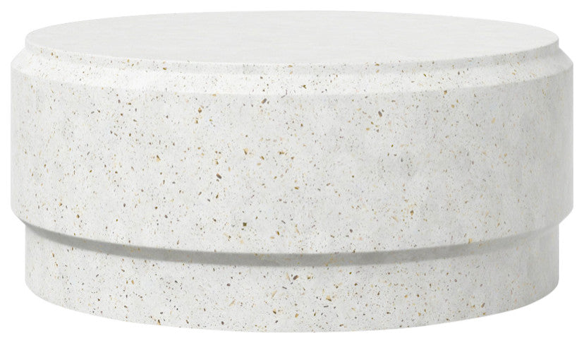 Mixx, Barrel 39" Coffee Table, Ivory Terrazzo
