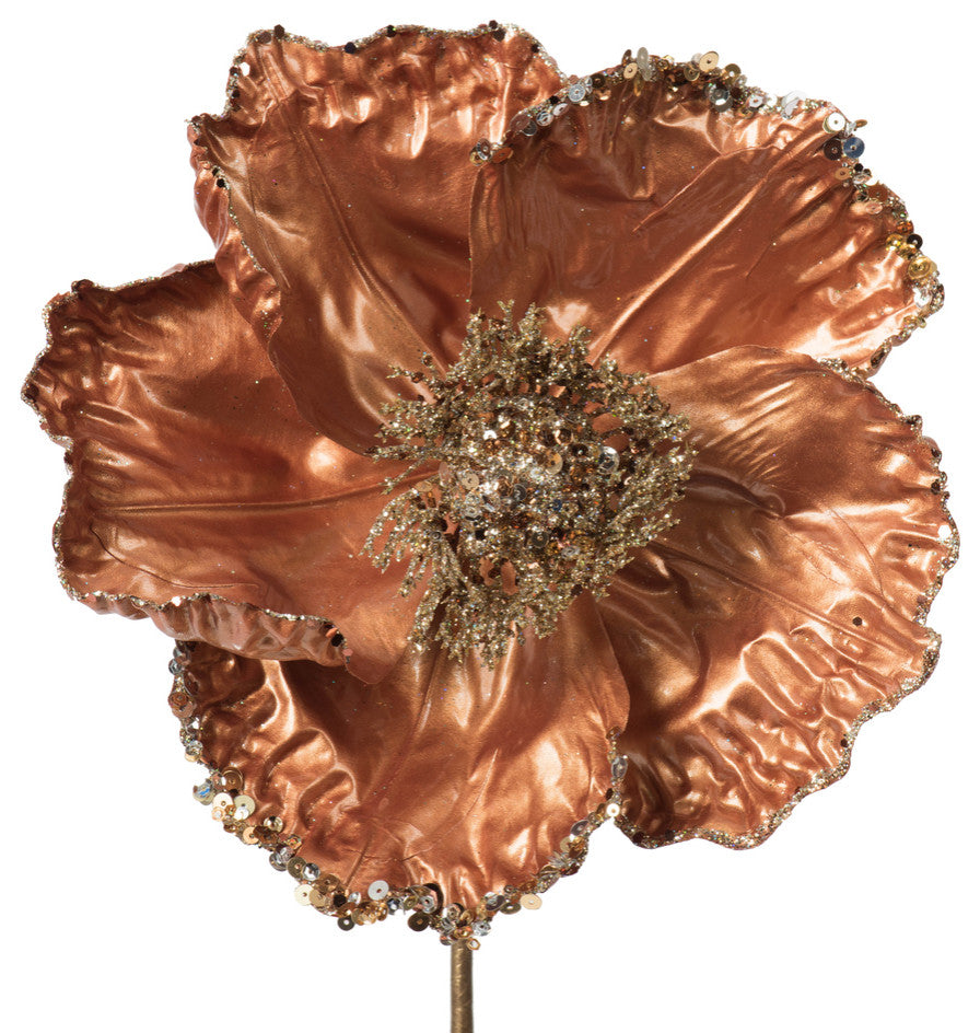 Artificial Pearl Poppy Spray , Mocha, 14"