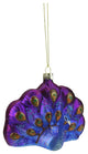 4.25" Regal Peacock Glittered Glass Peacock Christmas Ornament, Blue/ Purple