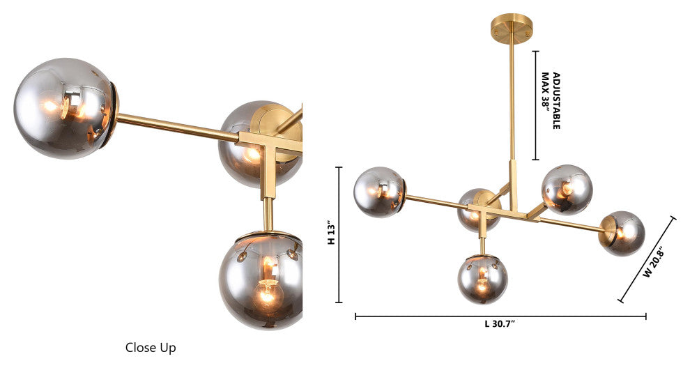 Ceiling Fixture, Gold, 31"x21"x13"