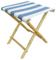 Foldable Bamboo Stool, Navy and White Stripes