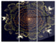 "Orange Fractal Flower With Green" Digital Metal Wall Art, 3 Panels, 36"x28"