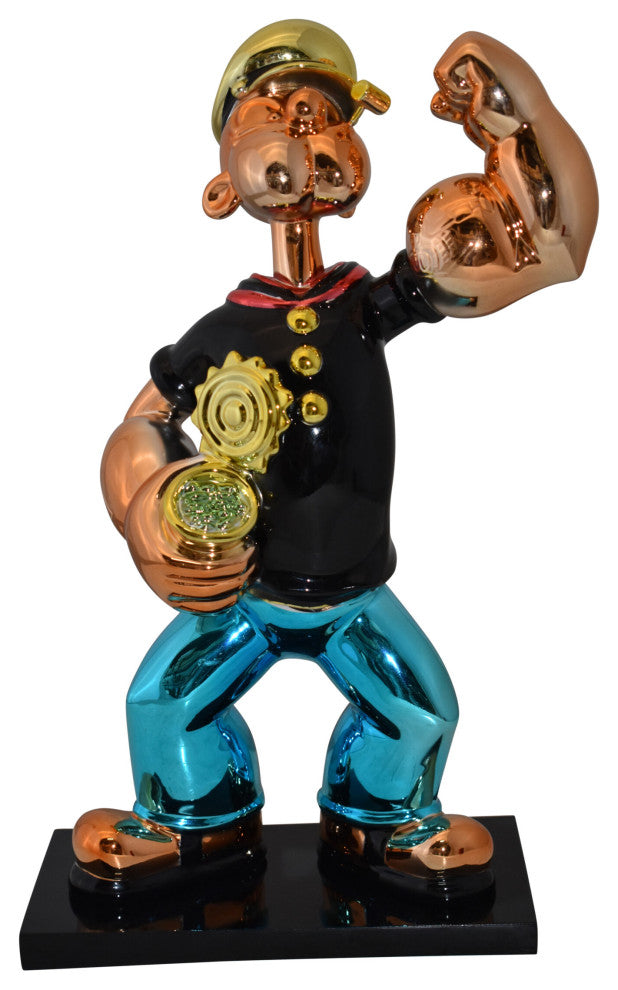 Iconic Black Popeye smaller Resin Statue  Size: 11" x 6" x 17"H