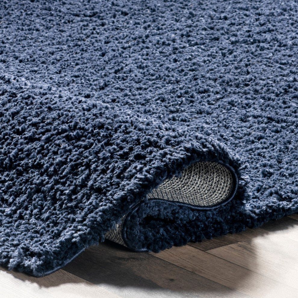 Nuloom Striped Shag Area Rug, Navy 9'2"x12'