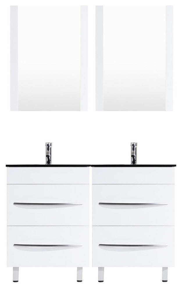 48" White Vanity, 24" Double Sink Bases, LV4-C10-48-W