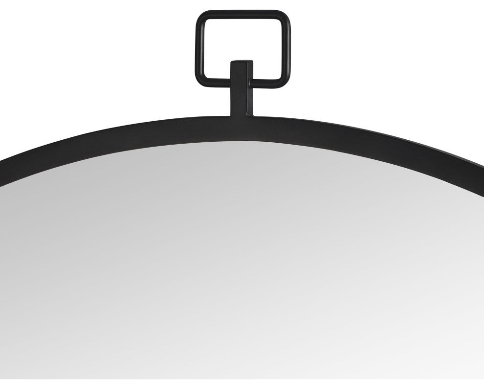 Rayden 36" round decorative matte black wall mirror