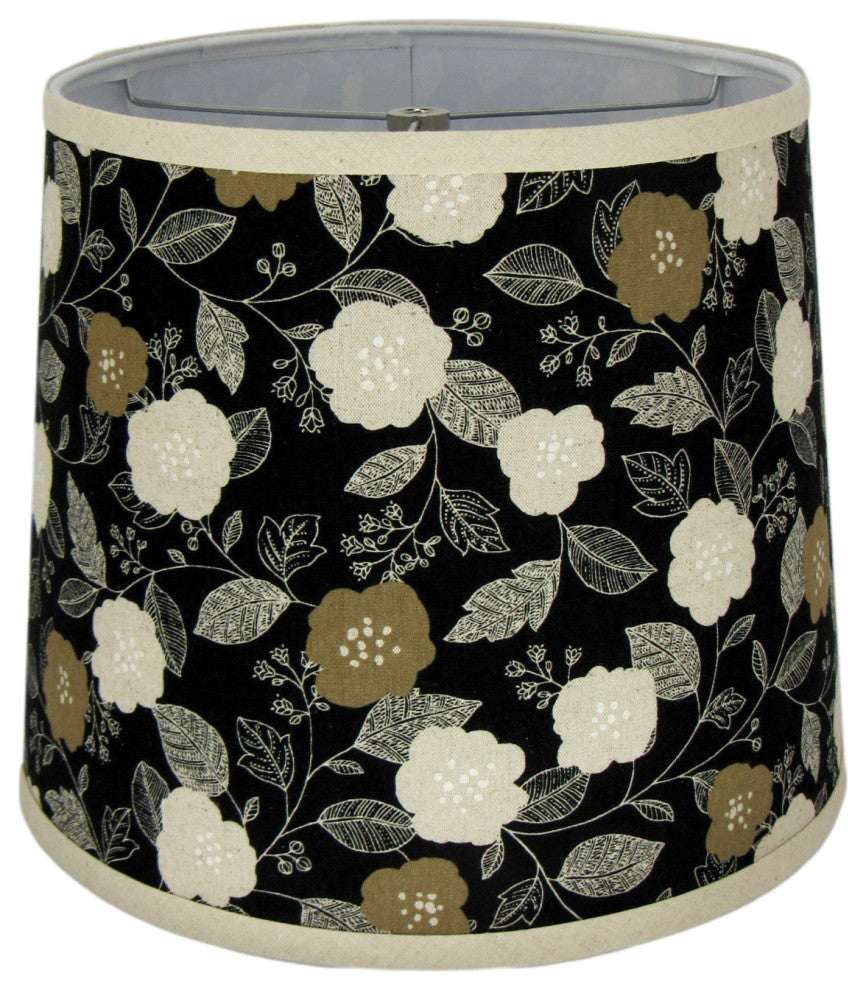 Floral Print Lamp Shade, Black, 14"