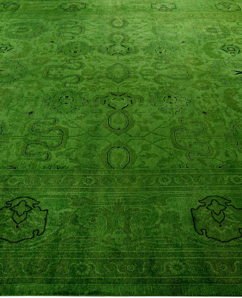 Overdyed One-of-a-Kind Hand-Knotted Area Rug Green, 8' 2" x 10' 5"