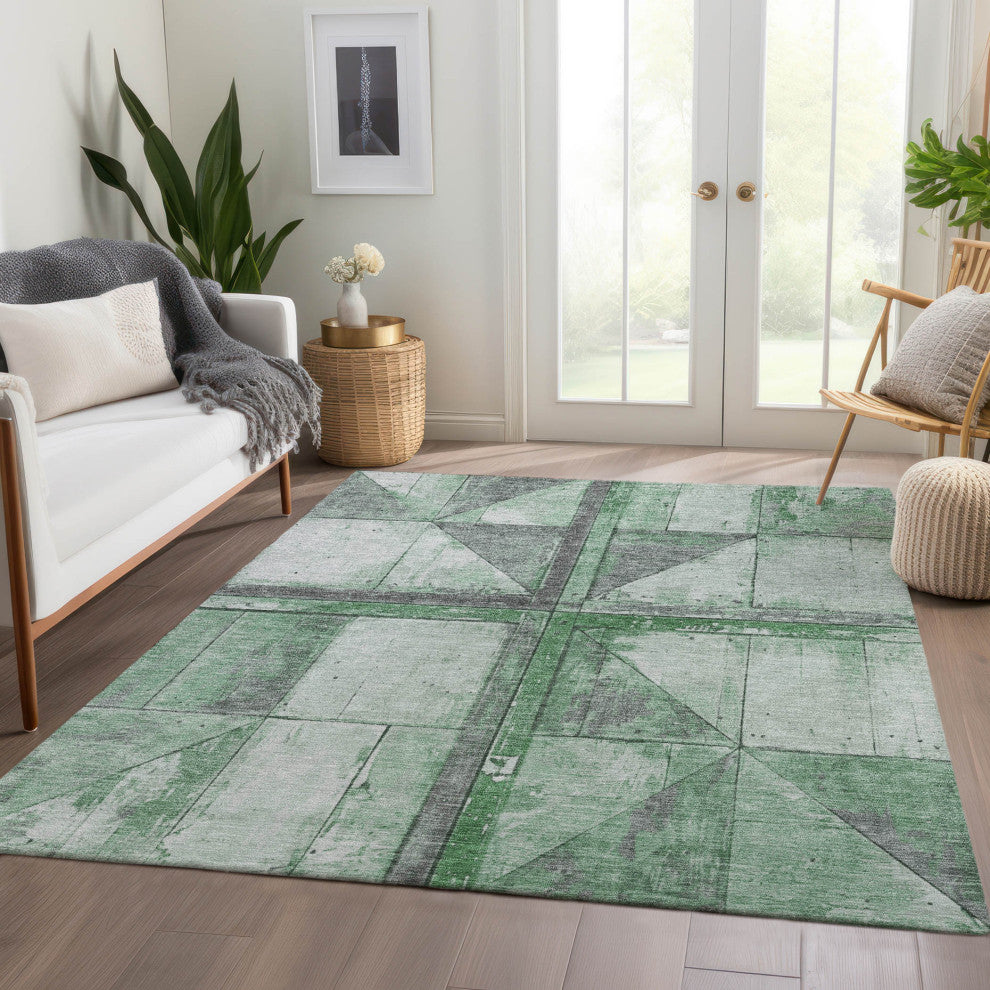 Machine Washable Indoor/Outdoor Chantille ACN1876 Green 10' x 14' Rug