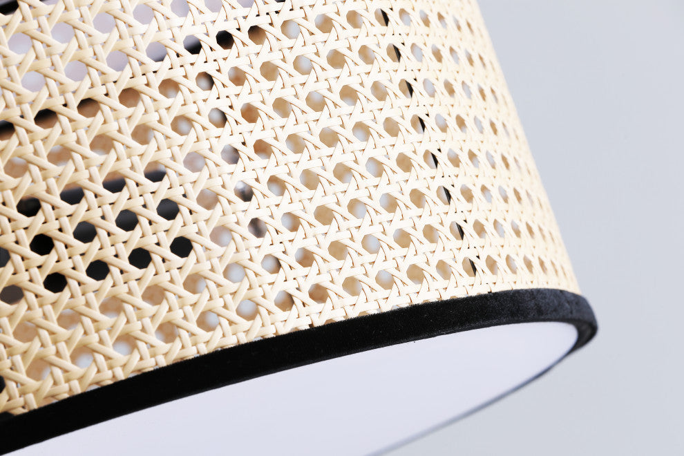 Vidalite Nakuv Rattan And Velvet Flush Mount Lamp