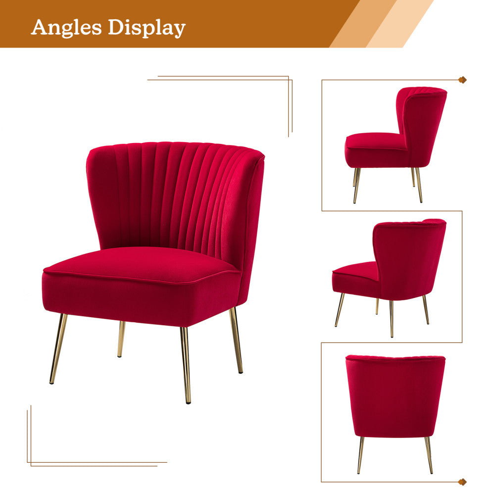 Velvet Accent Dining Chair, Red
