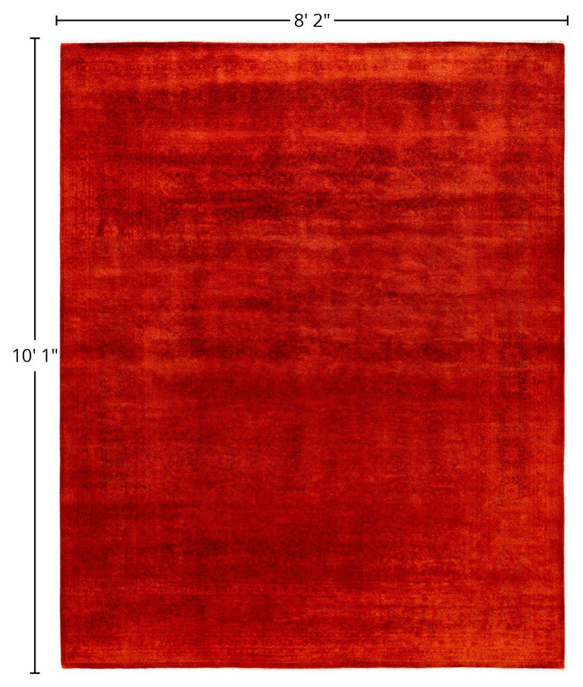 Overdyed One-of-a-Kind Hand-Knotted Area Rug Orange, 8' 2" x 10' 1"