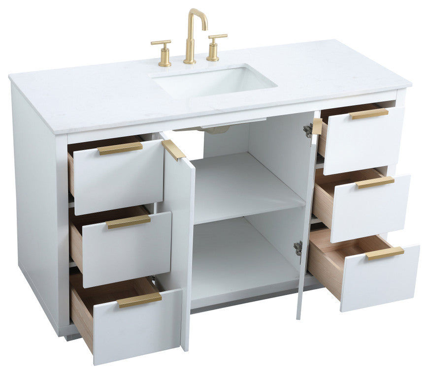 Bethany Single Bathroom Vanity, White, 54"