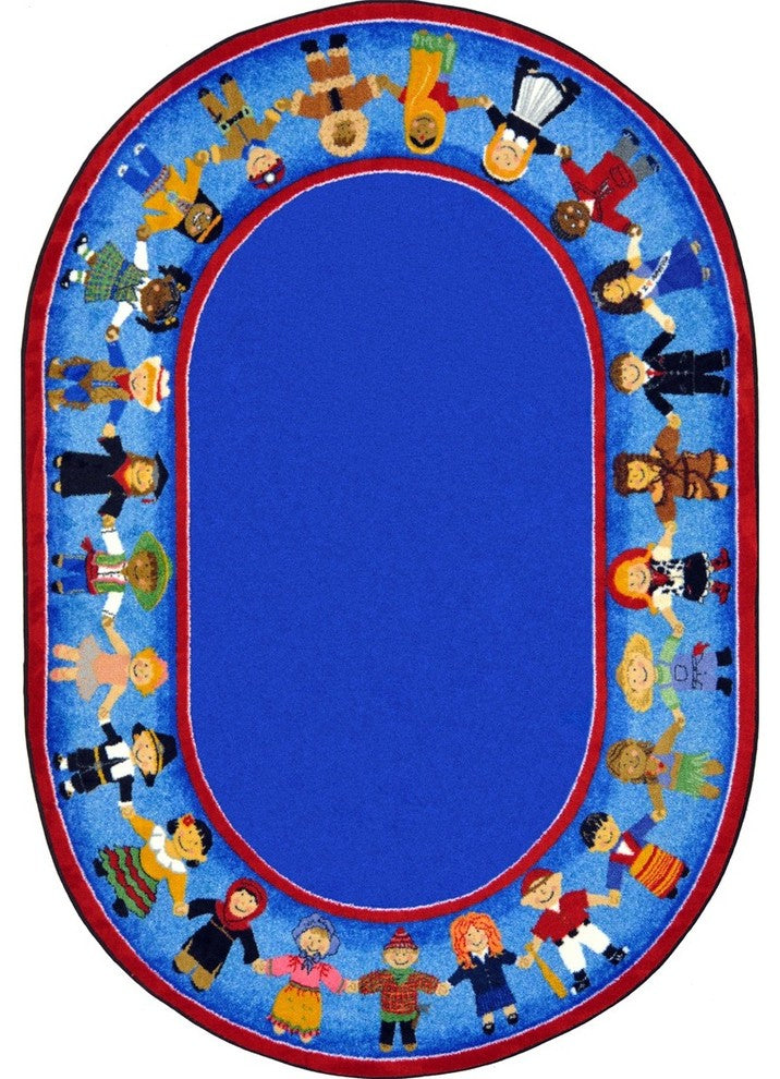 Children of Many Cultures 5'4" X 7'8" Oval Area Rug, Color Multi