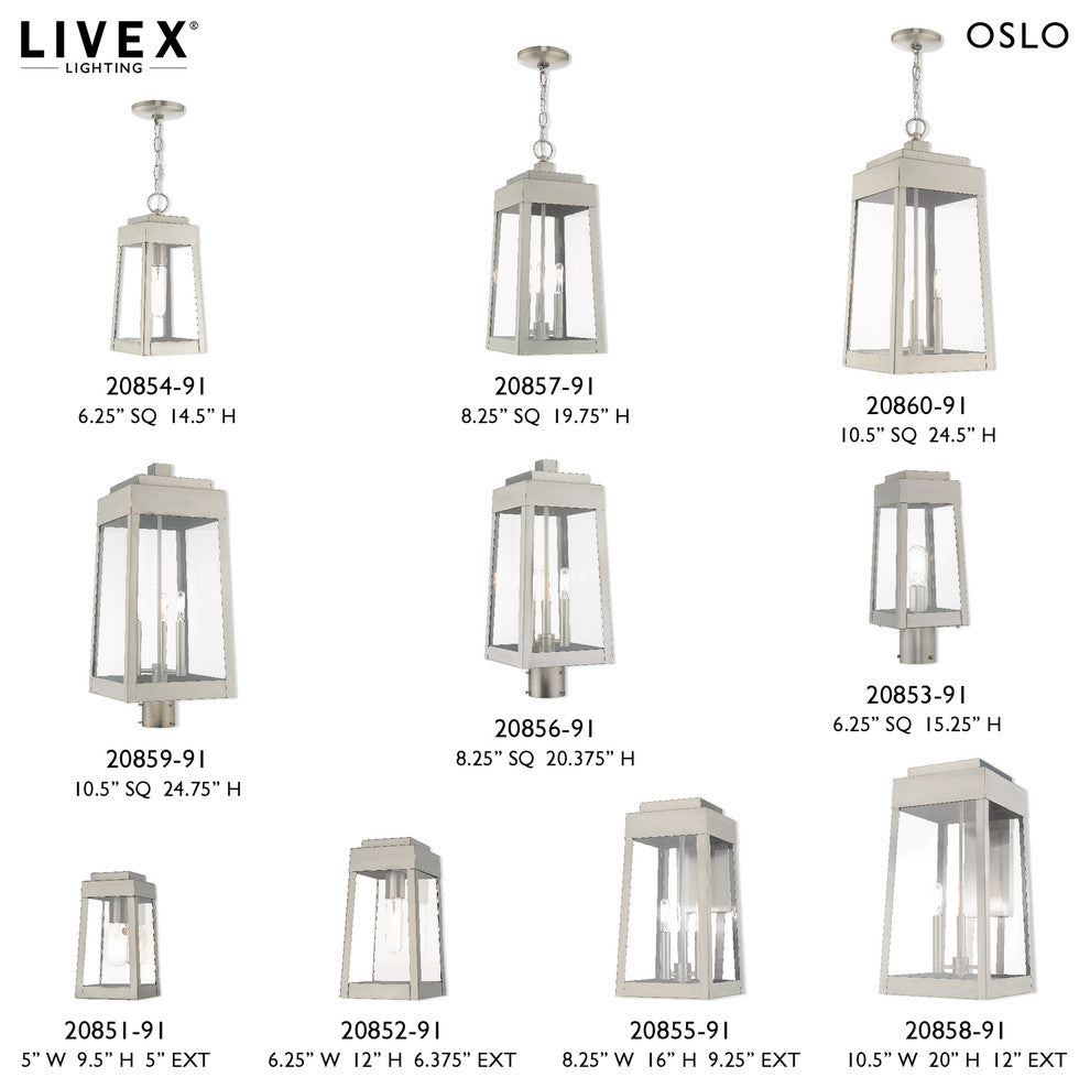 Livex Lighting Brushed Nickel 3-Light Outdoor Wall Lantern