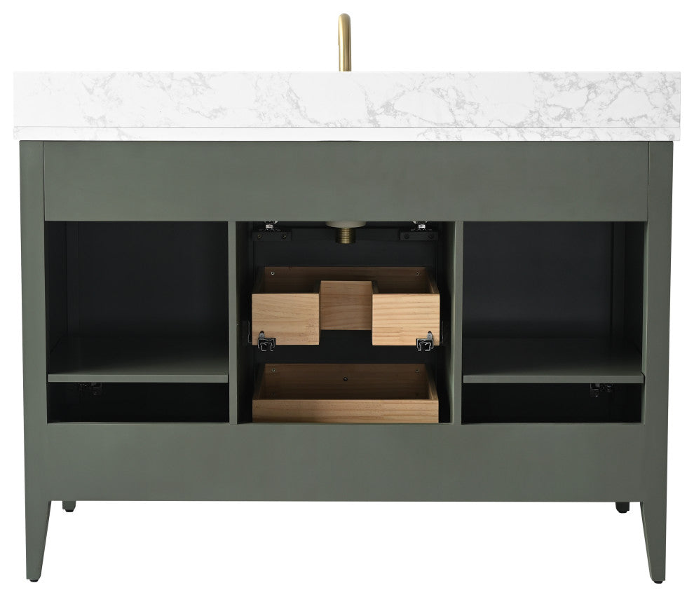 Vanity Art Freestanding Vanity, Vintage Green, 48", Single Sink, Golden Brushed