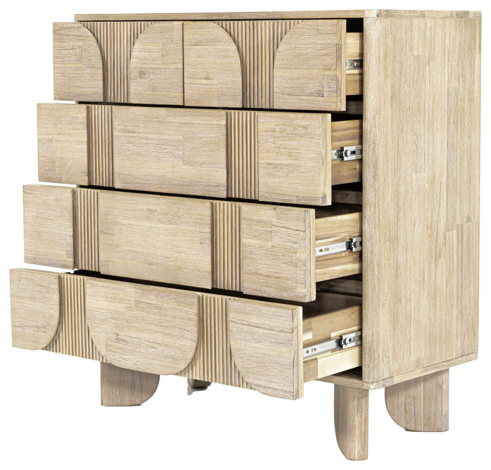 Haru 5-Drawer Acacia Chest, Beige