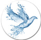Dove From Water Splashes, Animal Digital Large Disc Metal Wall Art, 23"