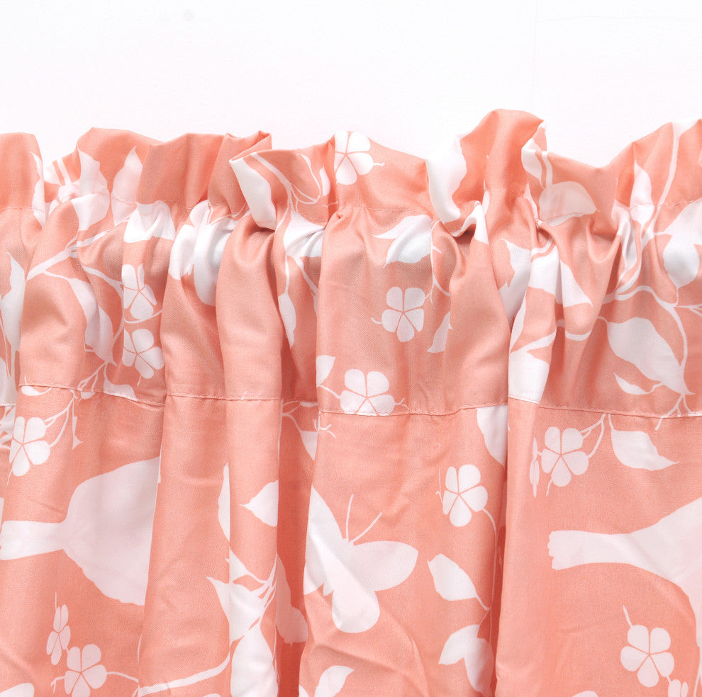 Birdsong 2 Piece Valance Set, Coral, 60"x18"