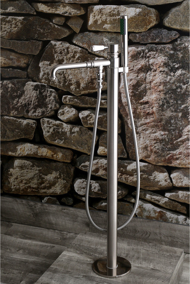 Kingston Brass Freestanding Tub Faucet With Hand Shower, Brushed Nickel