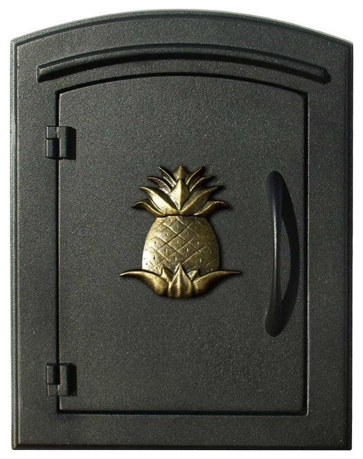 Non-Locking Column Mount Mailbox With "Decorative Pineapple Logo", Black