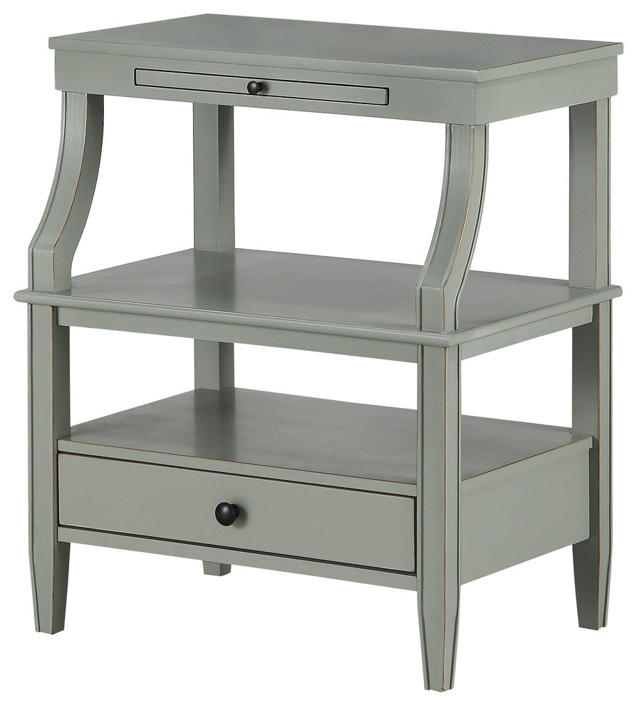 Newton Antique White Storage Nightstand, Grey