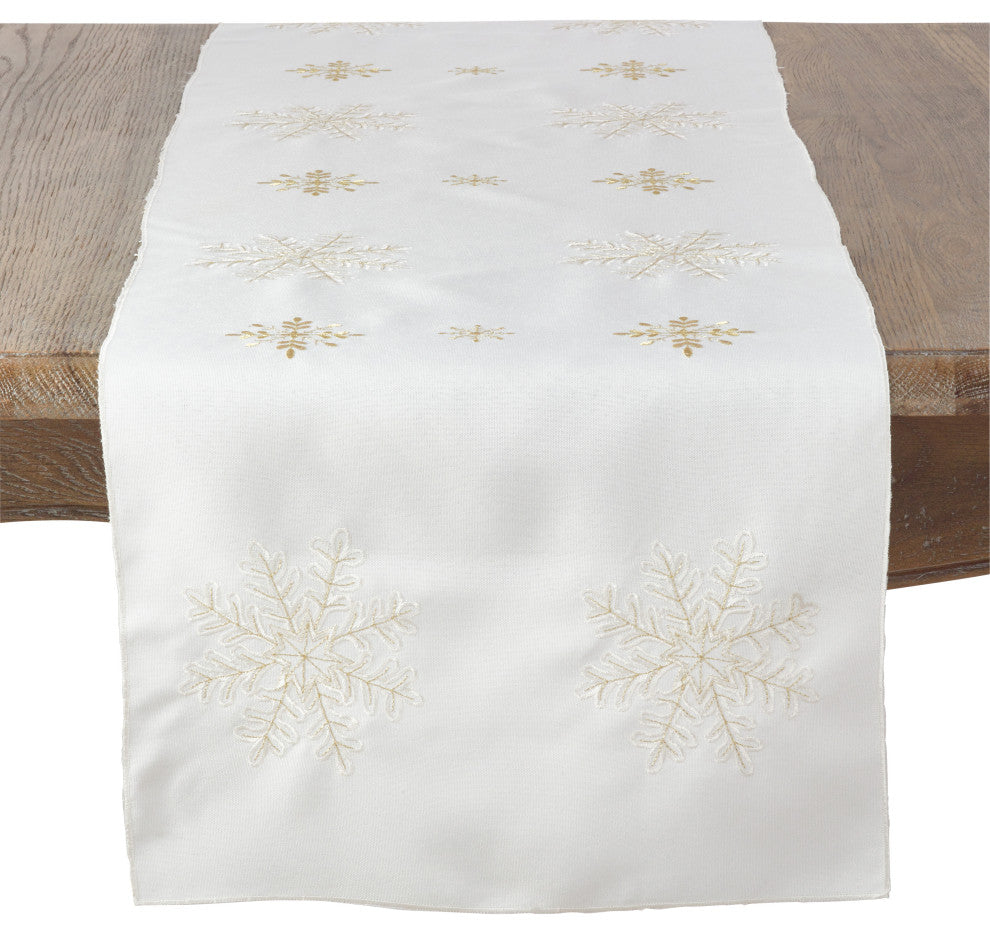 Snowflake Design Runner, Ivory, 16"x108"