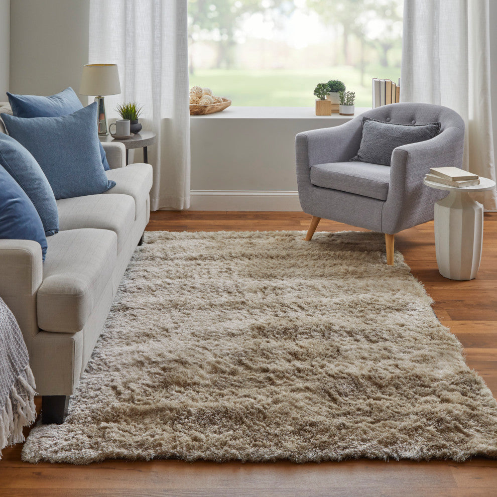 Weave & Wander Armada Plush Shag Rug, Cream, 3'6"x5'6"