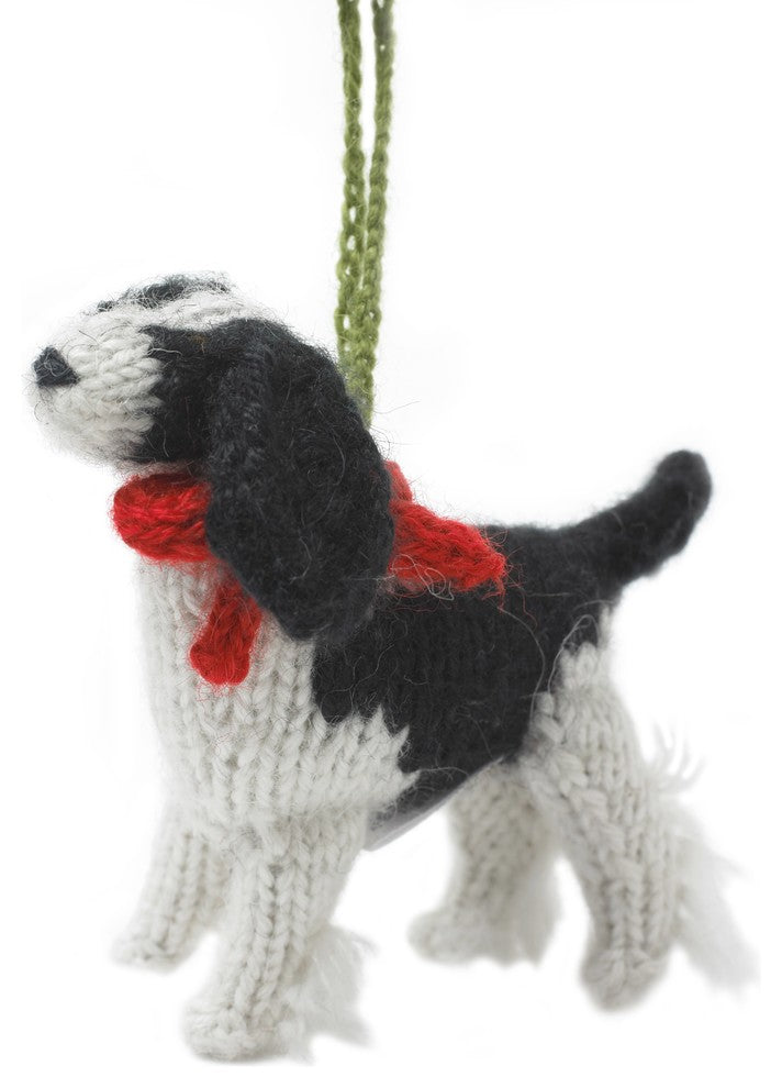 Hand-Knit Spaniel Christmas Ornament
