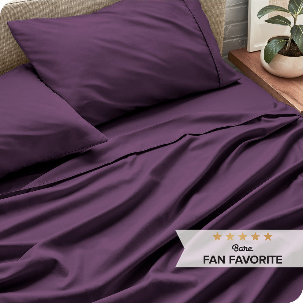 Bare Home 1800 Microfiber Sheet Set, Plum, Queen