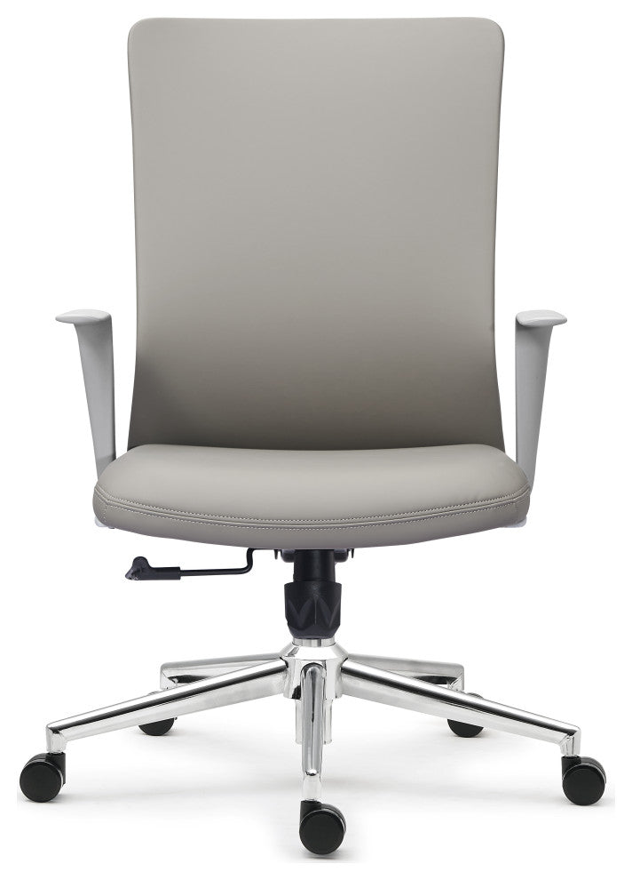 Modern Ergonomic Office Chair Faux Leather Upholstery Lumbar Support, Gray