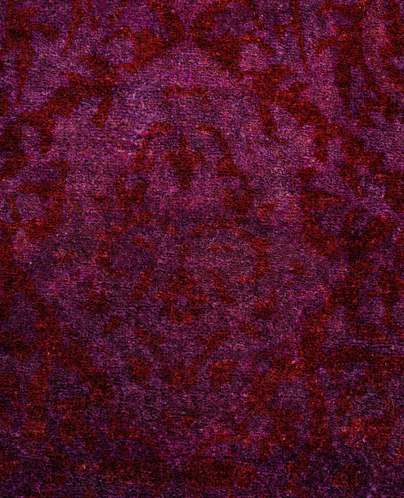 Overdyed One-of-a-Kind Hand-Knotted Area Rug Purple, 3' 9" x 4' 2"