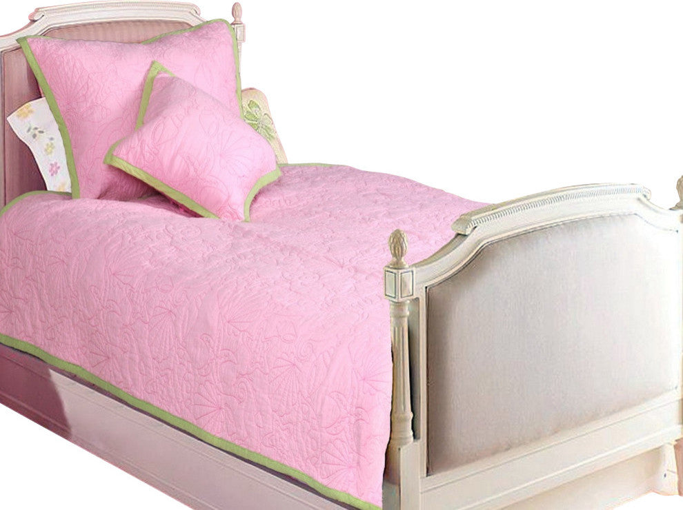 Pink Ocean 100%Cotton Twin-Size Quilt Set