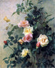 George Cochran Lambdin Roses on a Wall Premium Canvas Print