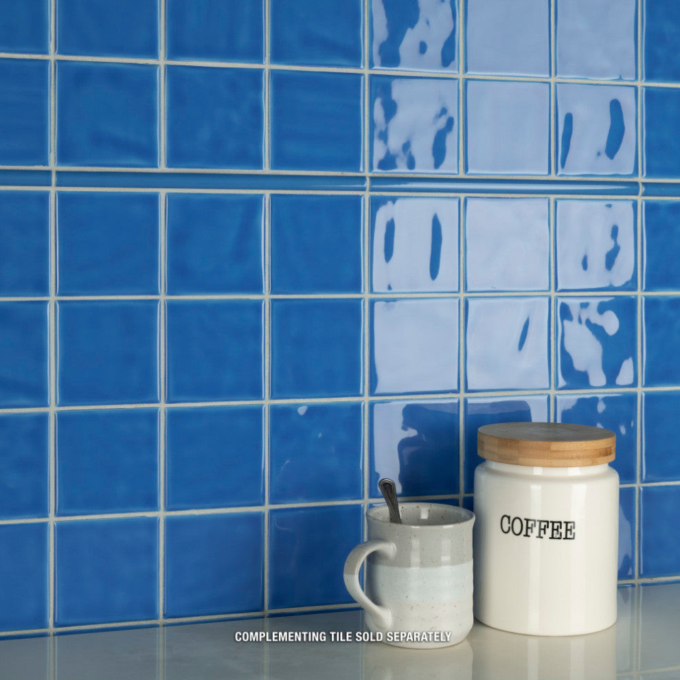Twist Square Ceramic Mosaic Tile, Blue Sky
