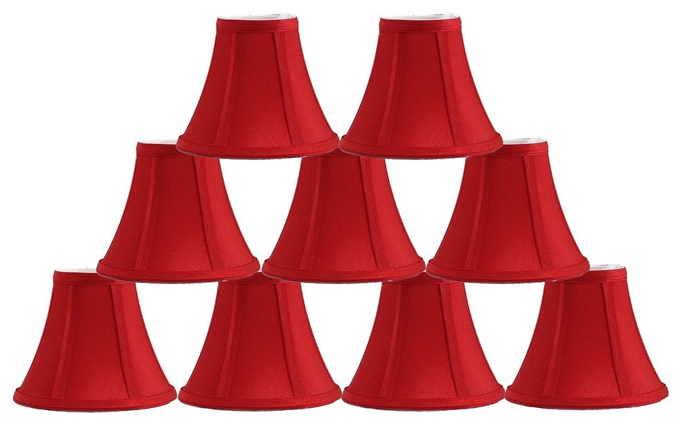 Silk Bell Chandelier Lamp Shade, 3x6x5", Red, Set of 9