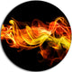 Vibrant Yellow Red Waves, Abstract Digital Art Disc Metal Wall Art, 36"