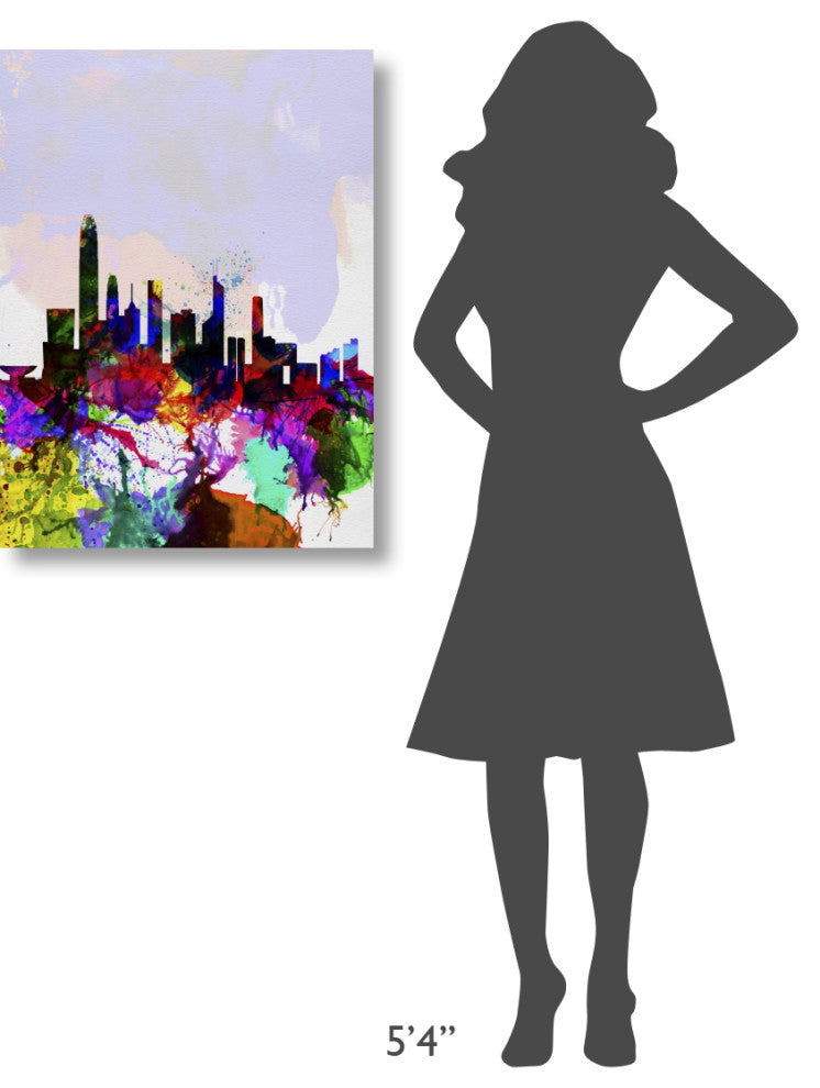 "Hong Kong Watercolor Skyline" Fine Art Print
