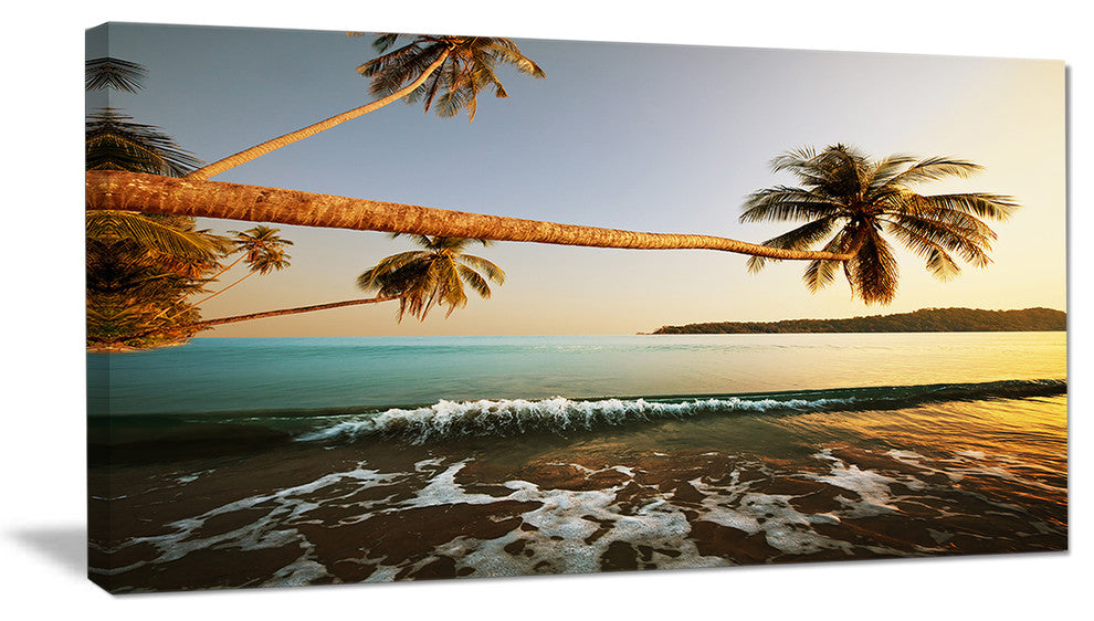 "Andaman Sea Large Coconut Palms" Seashore Canvas Print, 40"x20"