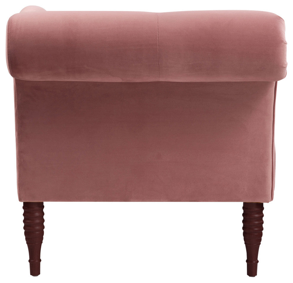 Samuel 66" Tufted Chaise Lounge, Right-Arm Facing, Dusty Pink Velvet