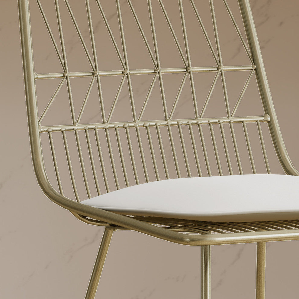 GDF Studio Lilith Indoor Wire Counter Stools with Cushions, Set of 2, Light Brass